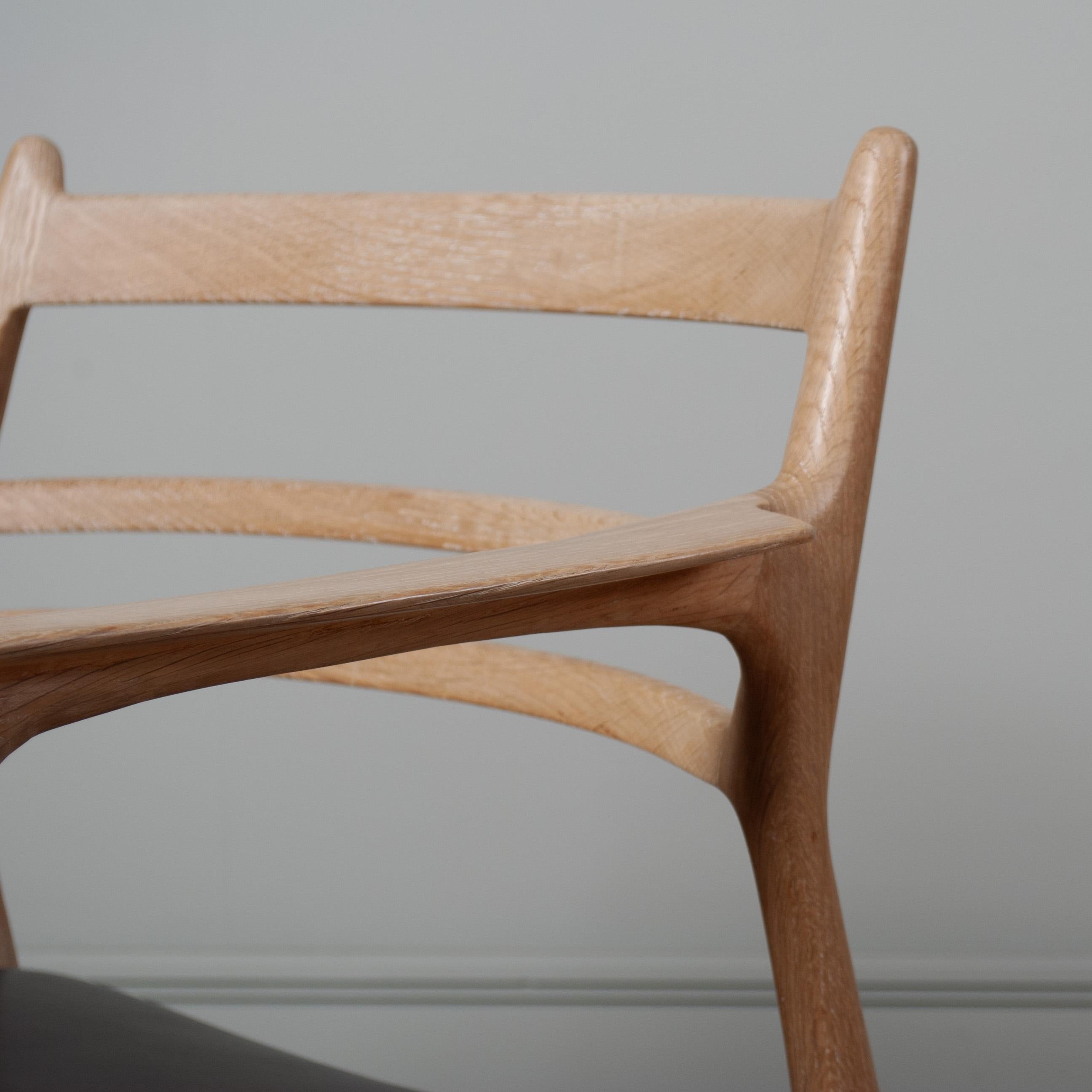 Handcrafted Scandinavian Oak & Leather Chair 2