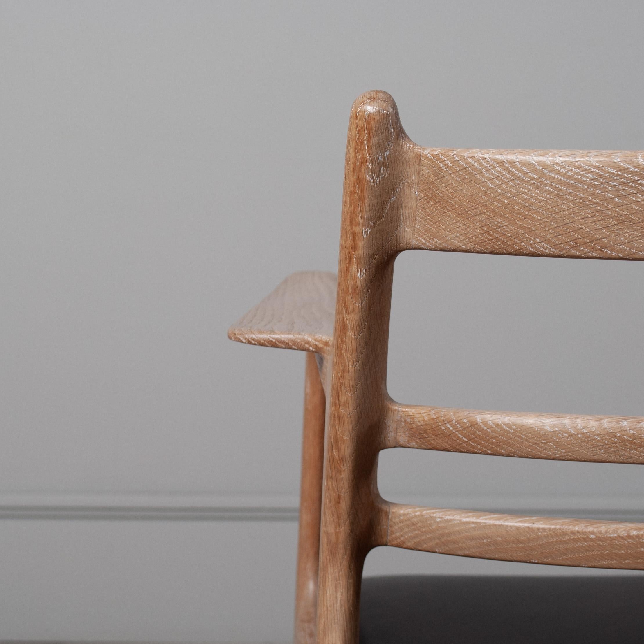 Handcrafted Scandinavian Oak & Leather Chair 4
