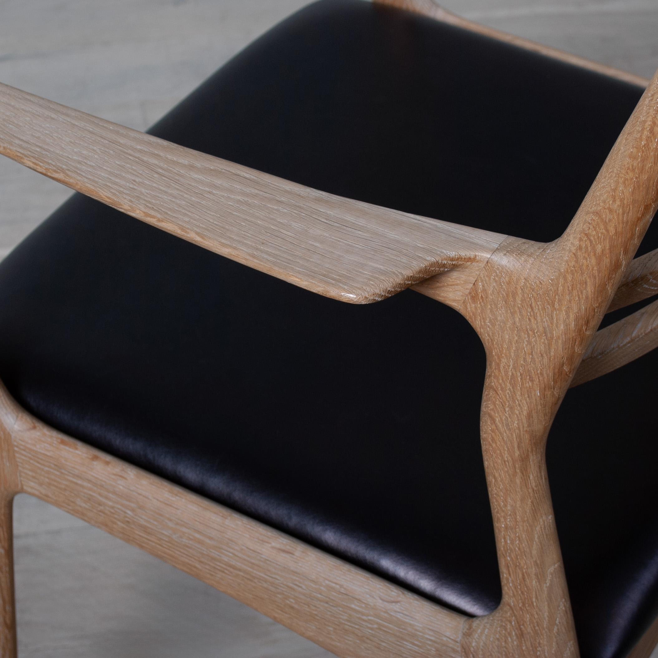 Handcrafted Scandinavian Oak & Leather Chair 5