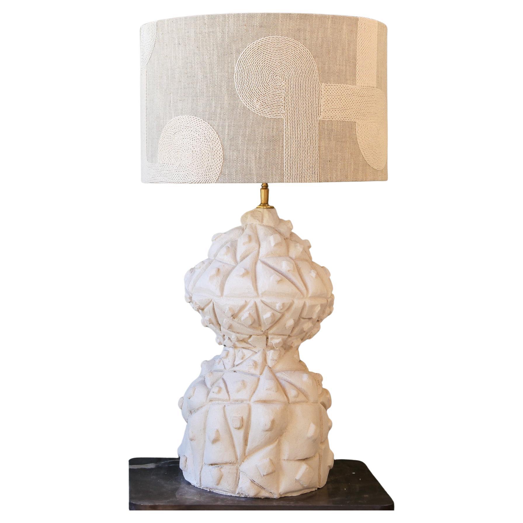 Unique handcrafted table lamp, white organic art For Sale