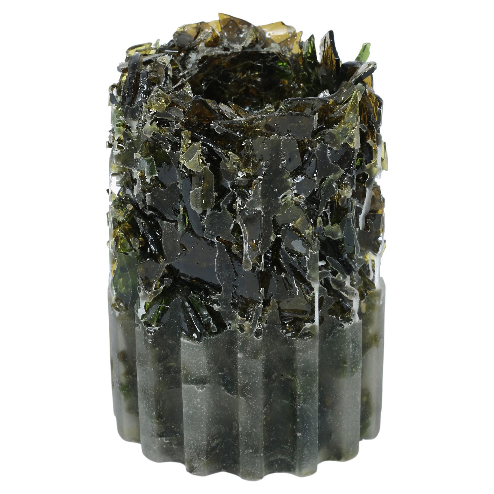 Unique handcrafted vase made from crushed wine bottle glass – VASE One