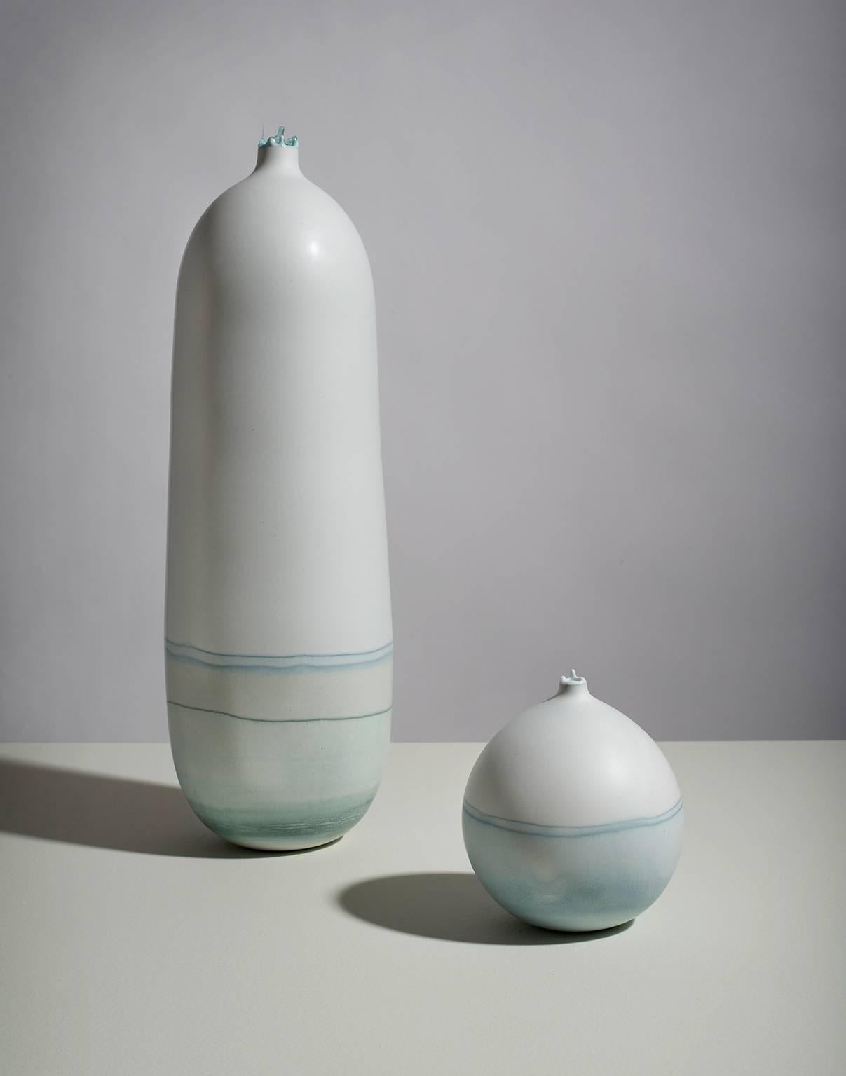 Cast Unique Handmade 21st Century Ice Blue Dip-Dyed Bud Vase For Sale