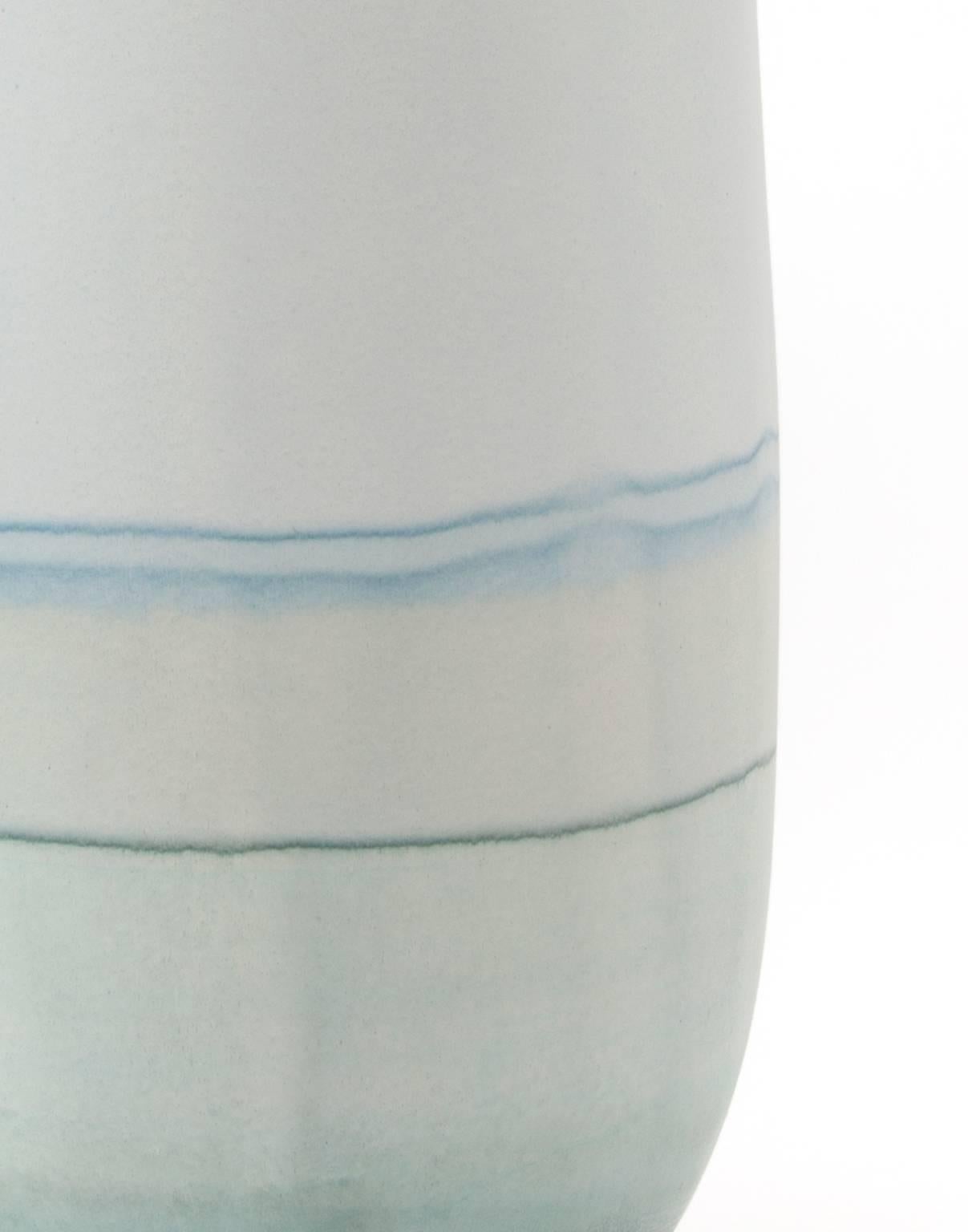 Cast Unique Handmade 21st Century Light Blue Dip-Dyed Tall Oblong Vase For Sale