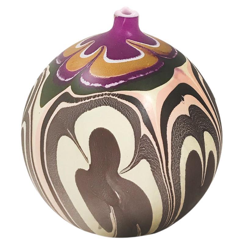 Unique Handmade 21st Century MarbleBud Vase in Brown and Magenta by Elyse Graham