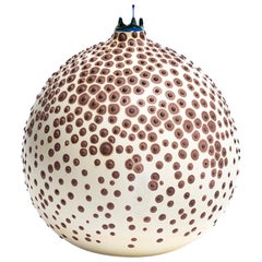 Unique Handmade 21st Century Medium Round Hesse Vase in Tusk Bone and Brown