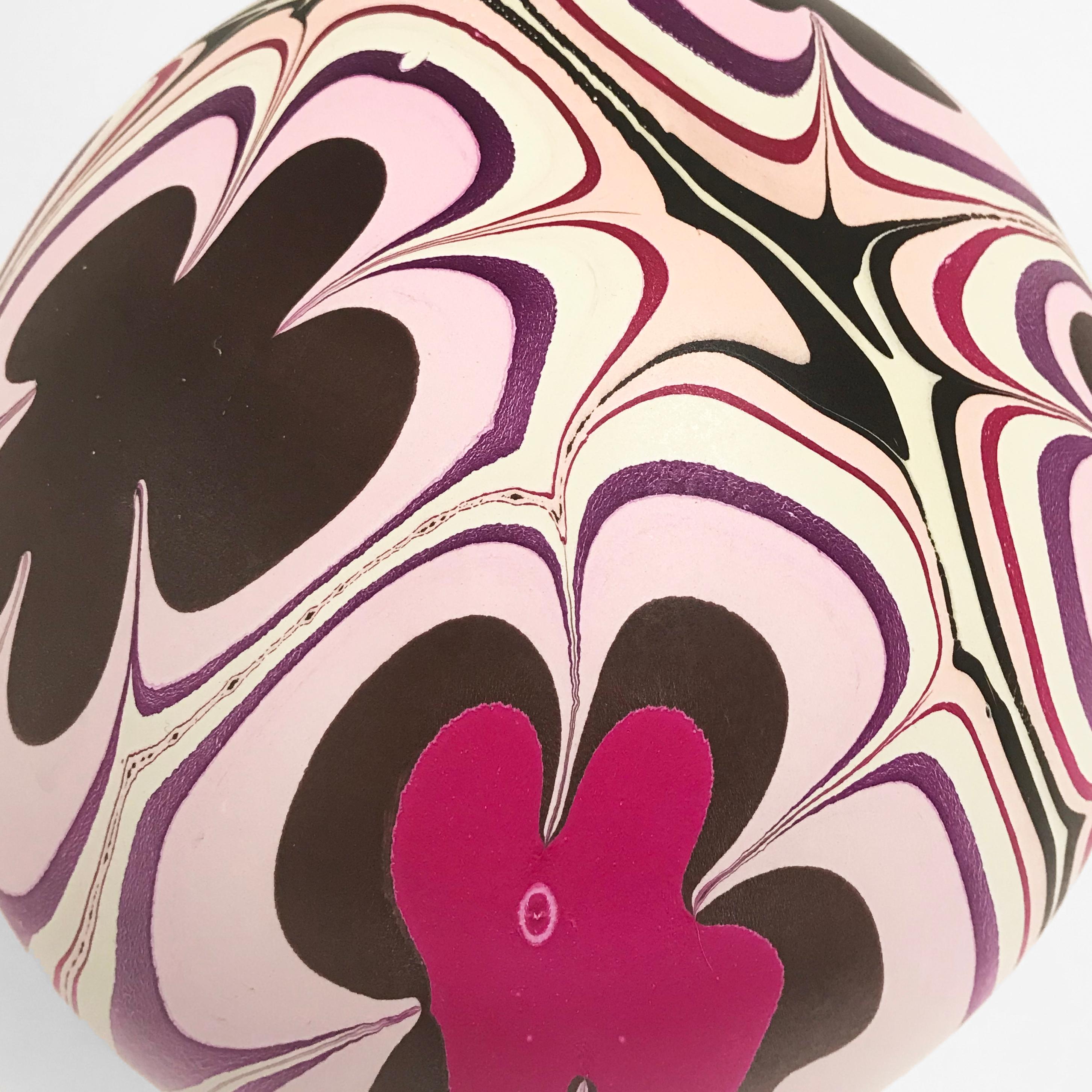Cast Unique Handmade 21st Century Medium Round Marbled Vase in Pink by Elyse Graham For Sale