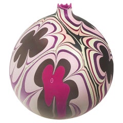 Unique Handmade 21st Century Medium Round Marbled Vase in Pink by Elyse Graham