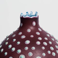 Unique Handmade 21st Century Oblong Vase in Oxblood and Mint