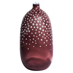 Unique Handmade 21st Century Oblong Vase in Oxblood and Mint