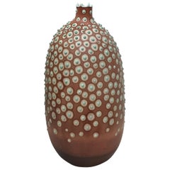 Unique Handmade 21st Century Oblong Vase in Rust and Mint
