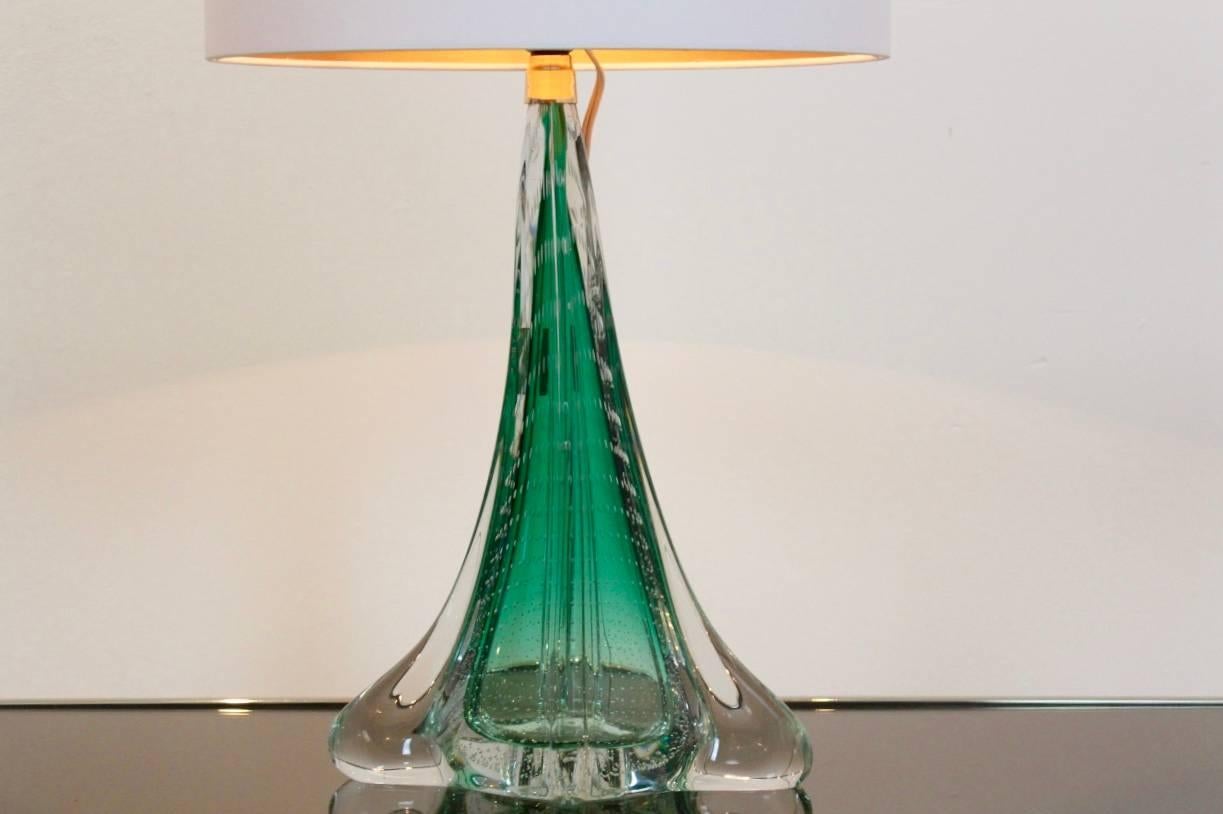 Mid-Century Modern Unique Handmade Boussu Translucent Glass Table Lamp, Belgium, 1960s