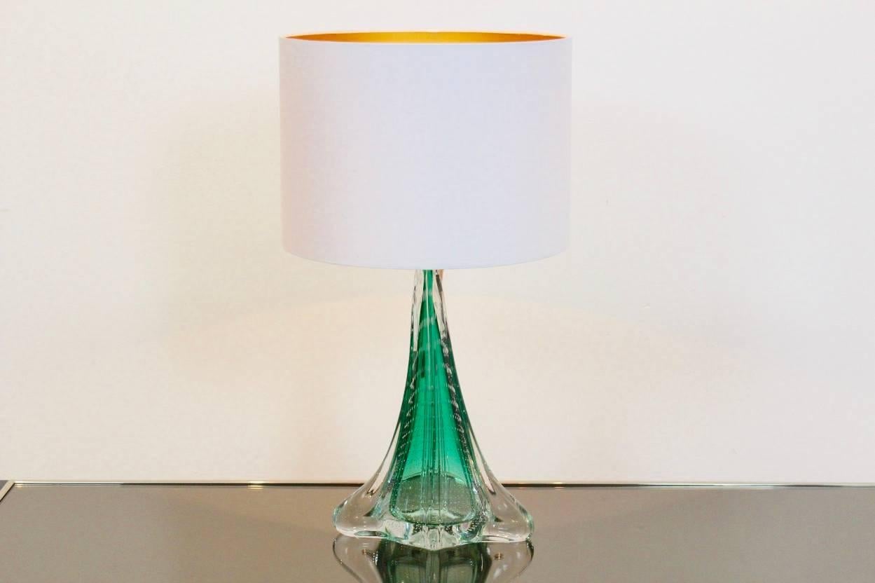 Belgian Unique Handmade Boussu Translucent Glass Table Lamp, Belgium, 1960s