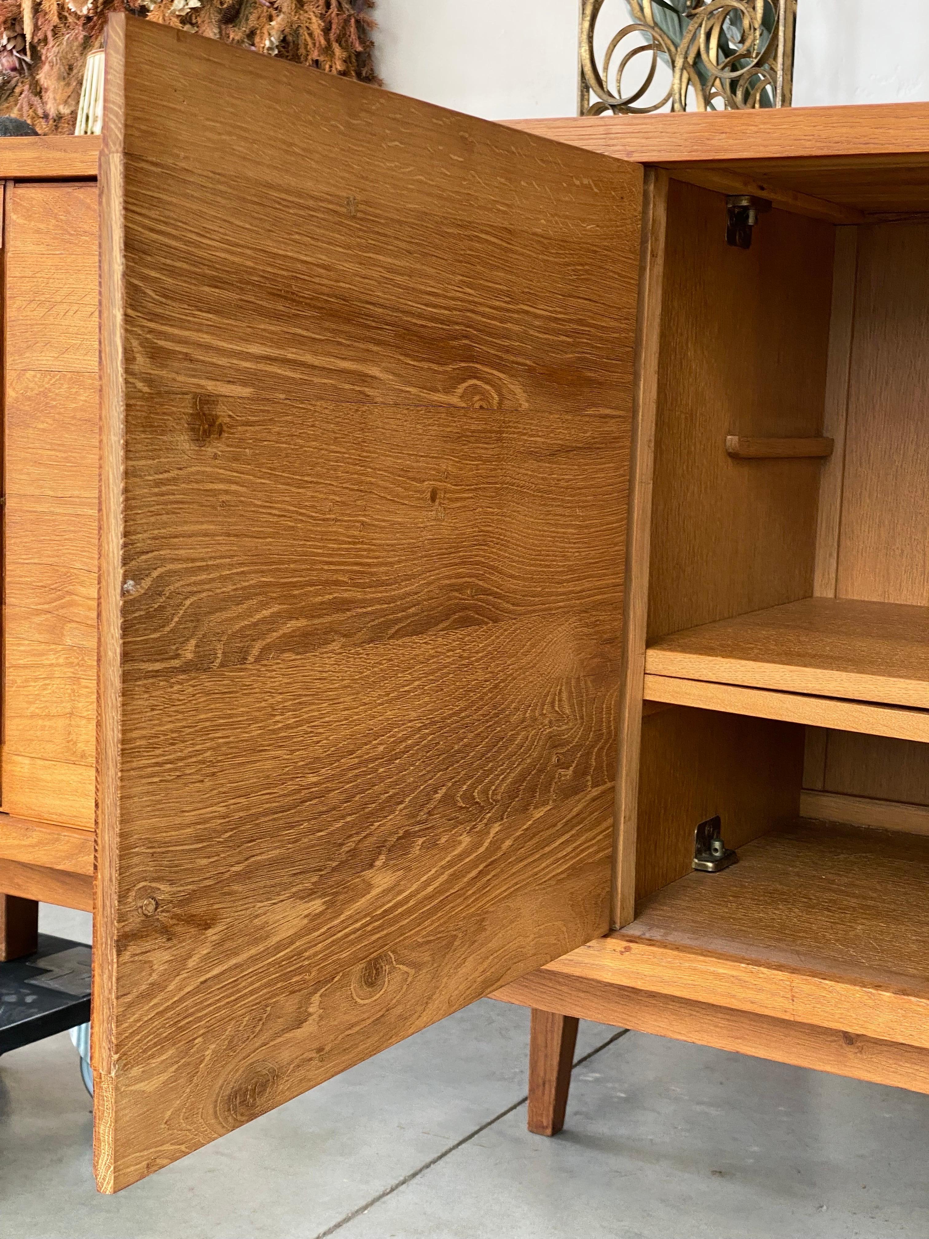 Unique Handmade Brutalist Oak Large Sideboard 1950's, Belgium 3