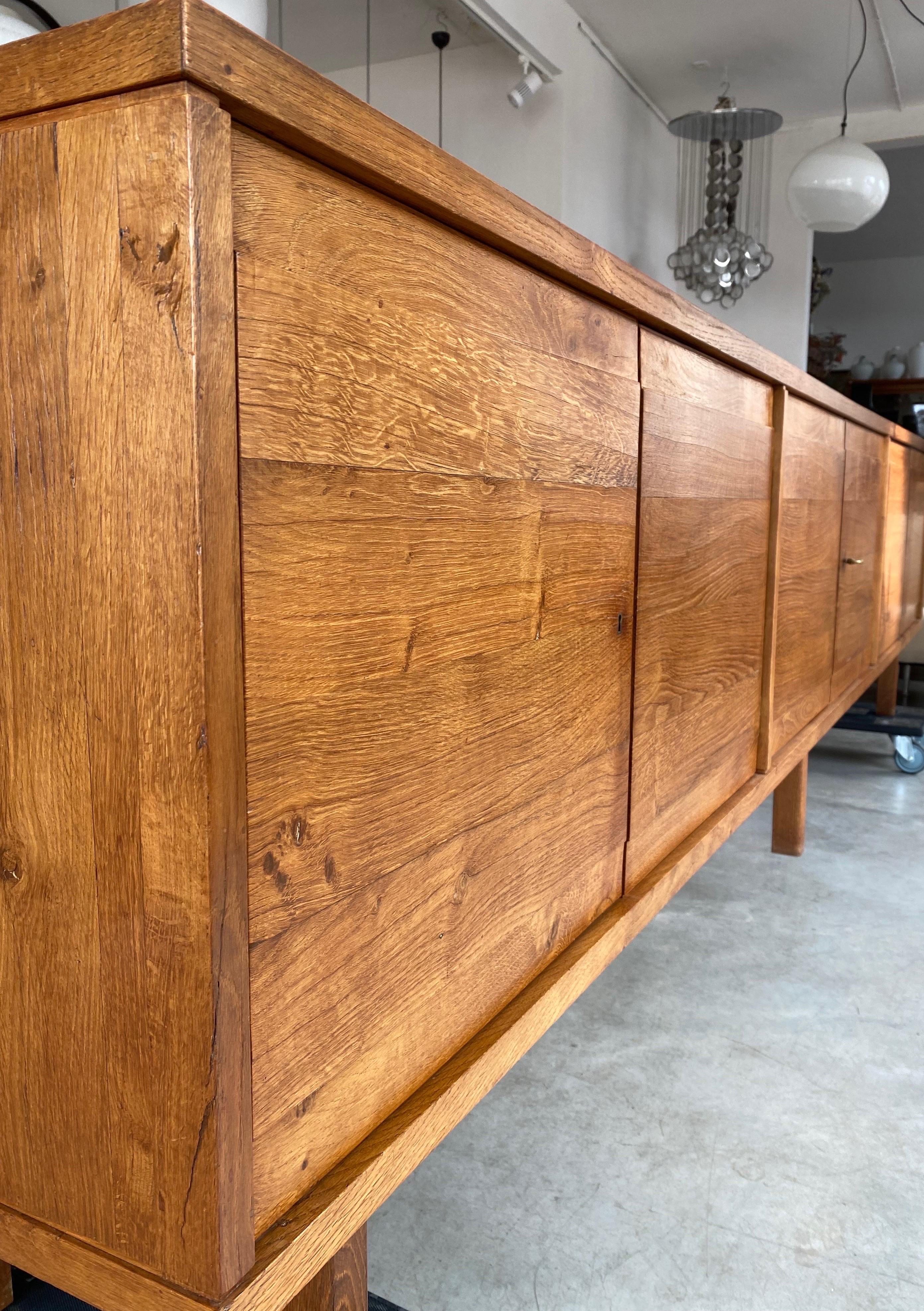 Belgian Unique Handmade Brutalist Oak Large Sideboard 1950's, Belgium