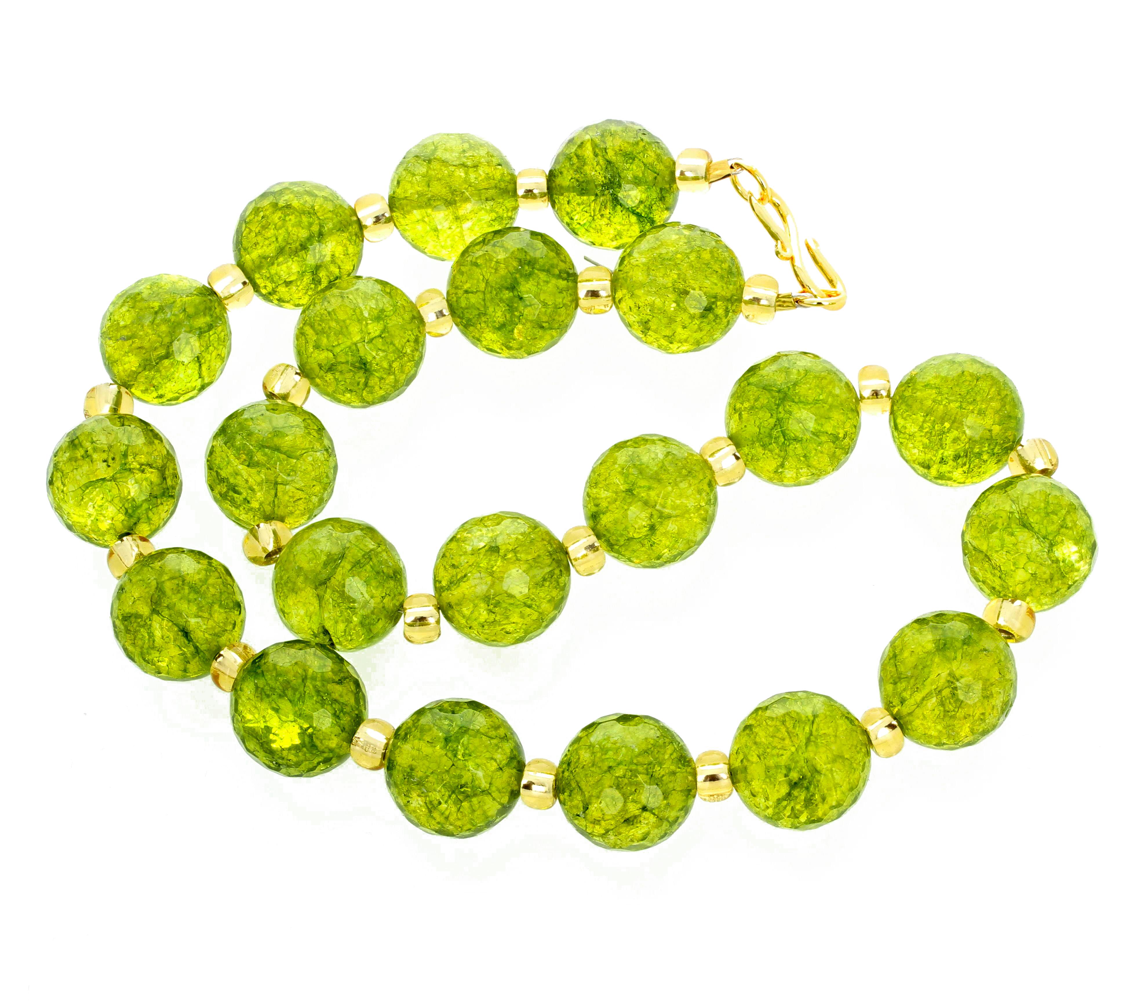 Gemjunky Unique Handmade 18" Glittering Lime Green Natural Peridot Necklace