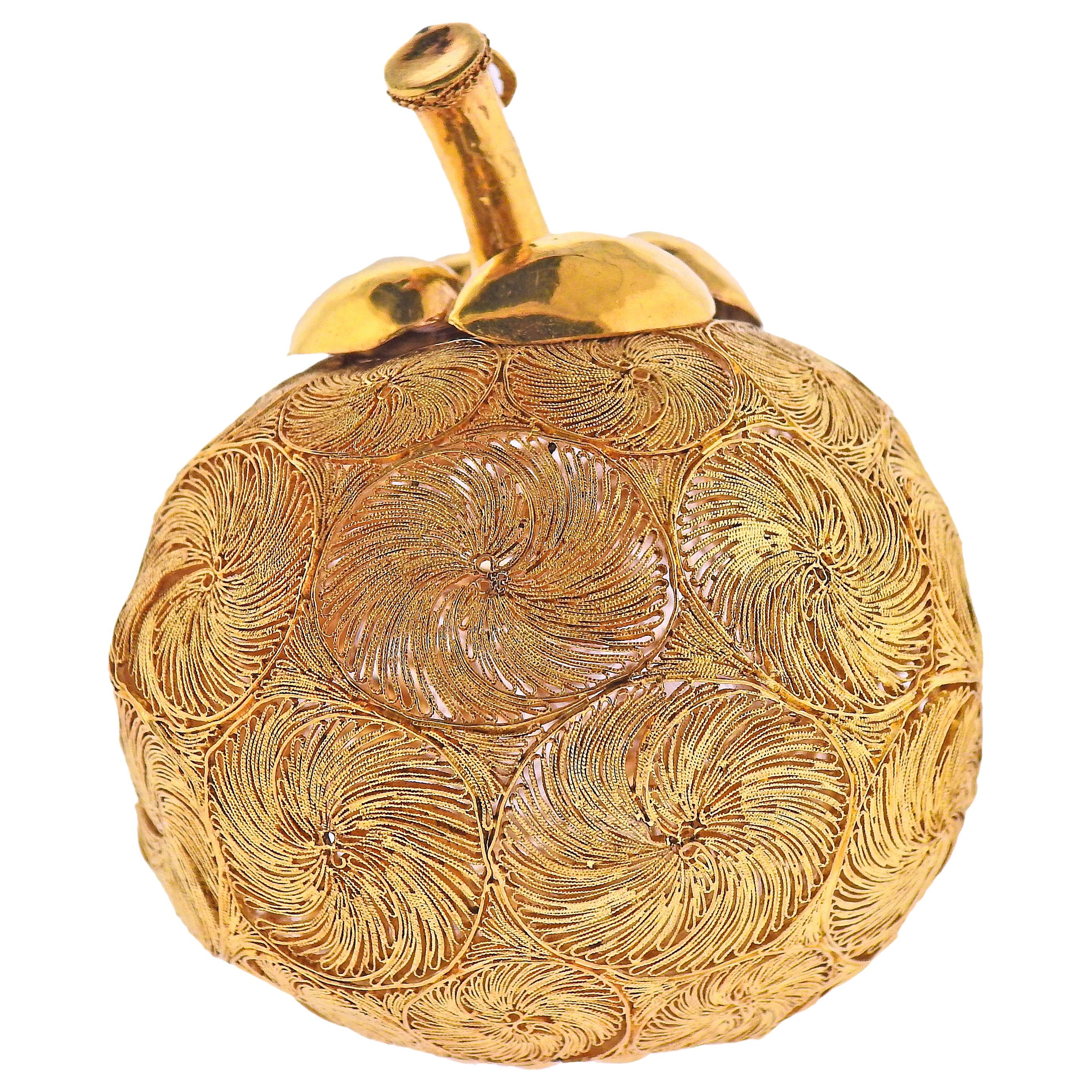 Unique Handmade Gold Lace Pendant Object For Sale