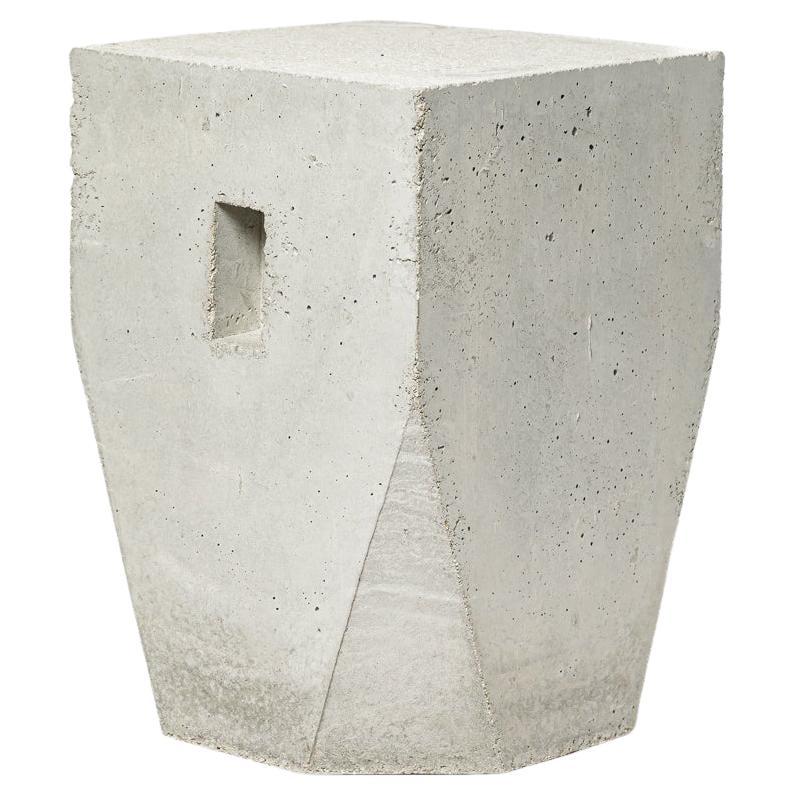 unique handmade grey concrete stool 21st century design by Les Usagers 30 cm