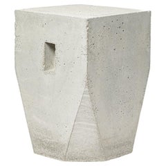 unique handmade grey concrete stool 21st century design by Les Usagers 30 cm