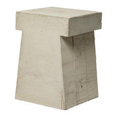unique handmade grey concrete stool 21th century design by Les Usagers 30 cm