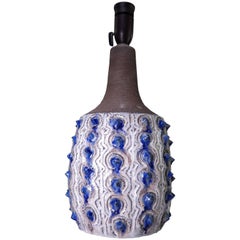Unique Handmade Jette Helleroe Danish Modern Spiked Ceramic Lamp, 1960s
