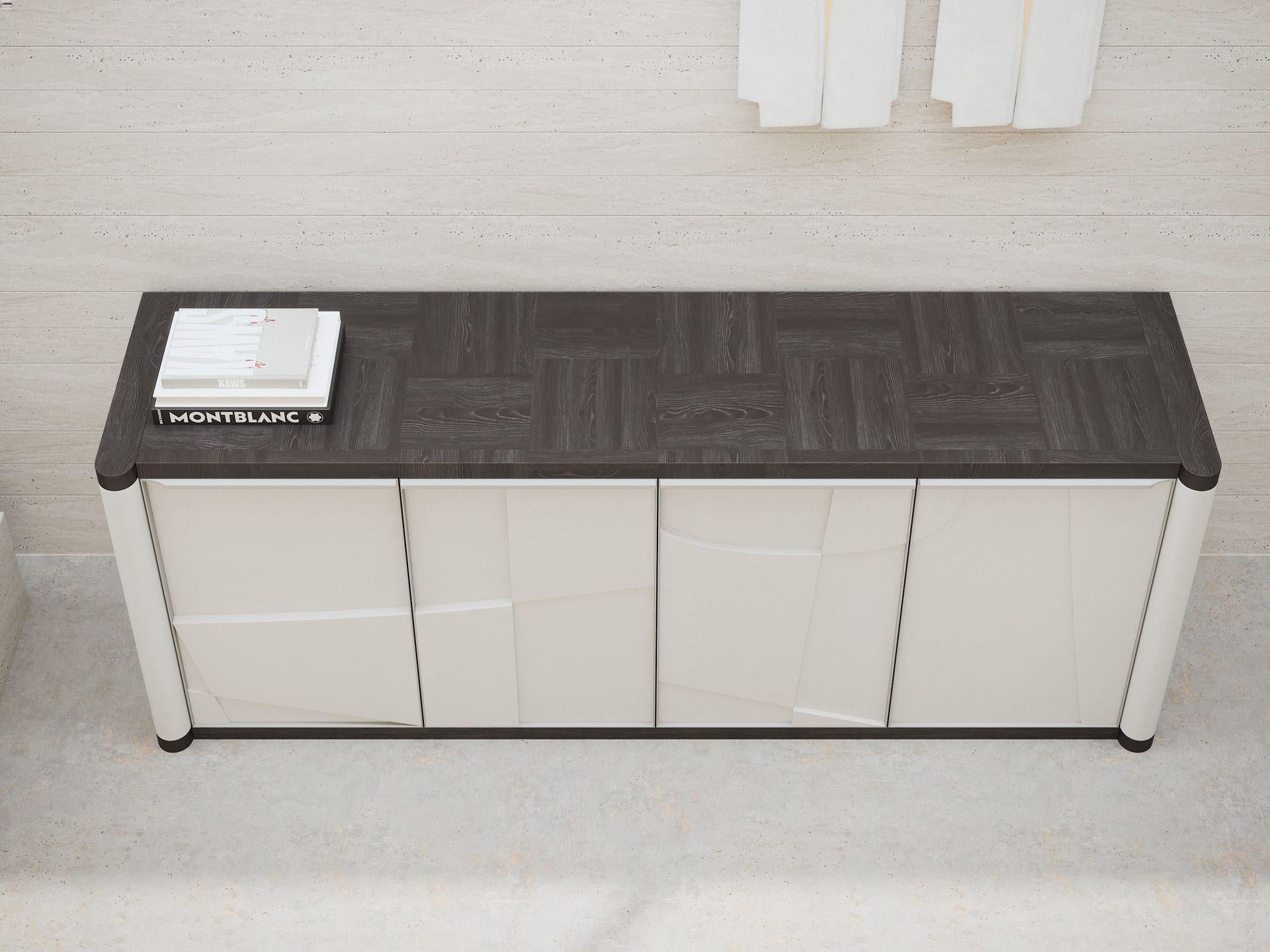 Unique, Handmade Lacquered and Black Oak Ariadne Sideboard by Ultramobili For Sale 1