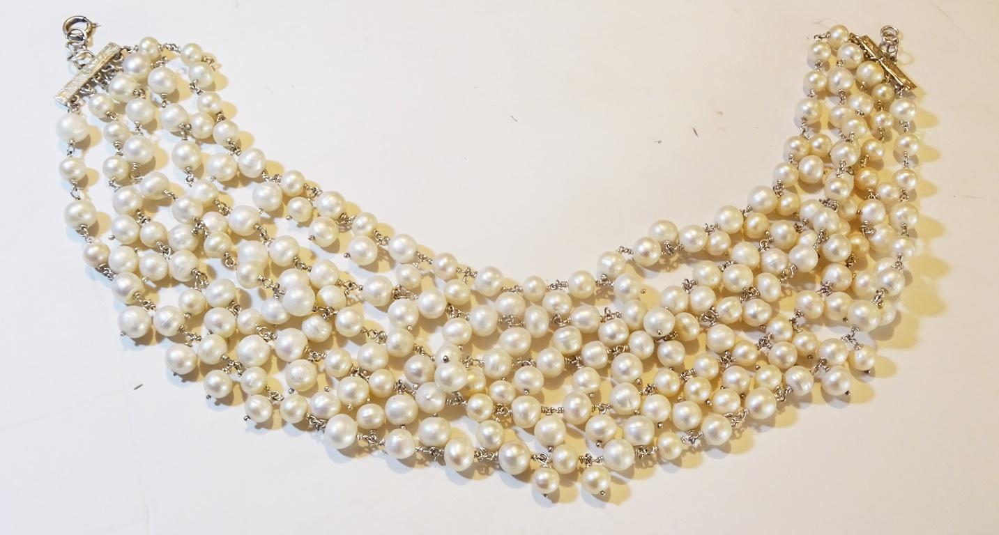 Unique Handmade Silver and Pearl Necklace In New Condition For Sale In Jerusalem, IL