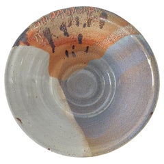 Vintage Unique Handmade Studio Art Pottery Bowl with Multicolored Glaze, USA, 1960s