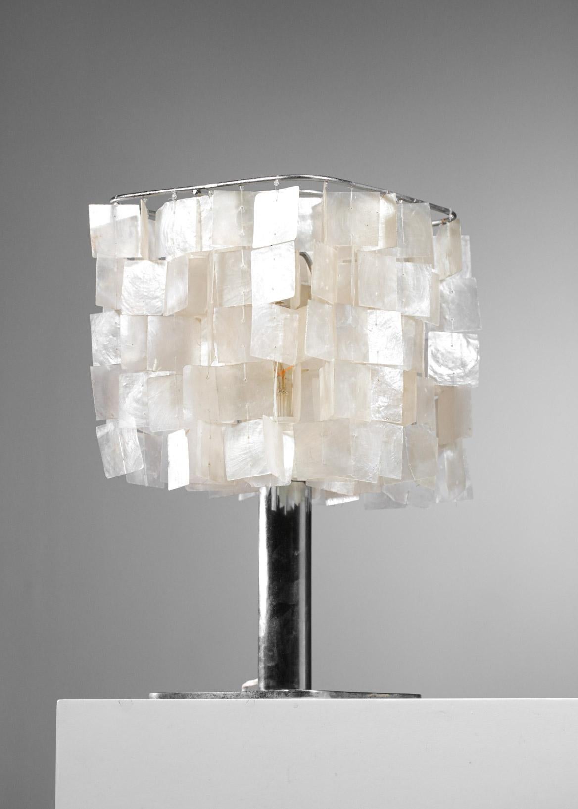 Italian Unique Handmade Table Lamp in Mother of Pearl 70s Style Verner Panton G220 For Sale