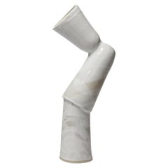 Unique handmade white ceramic table lamp abstract 20th century form 45 cm 1970