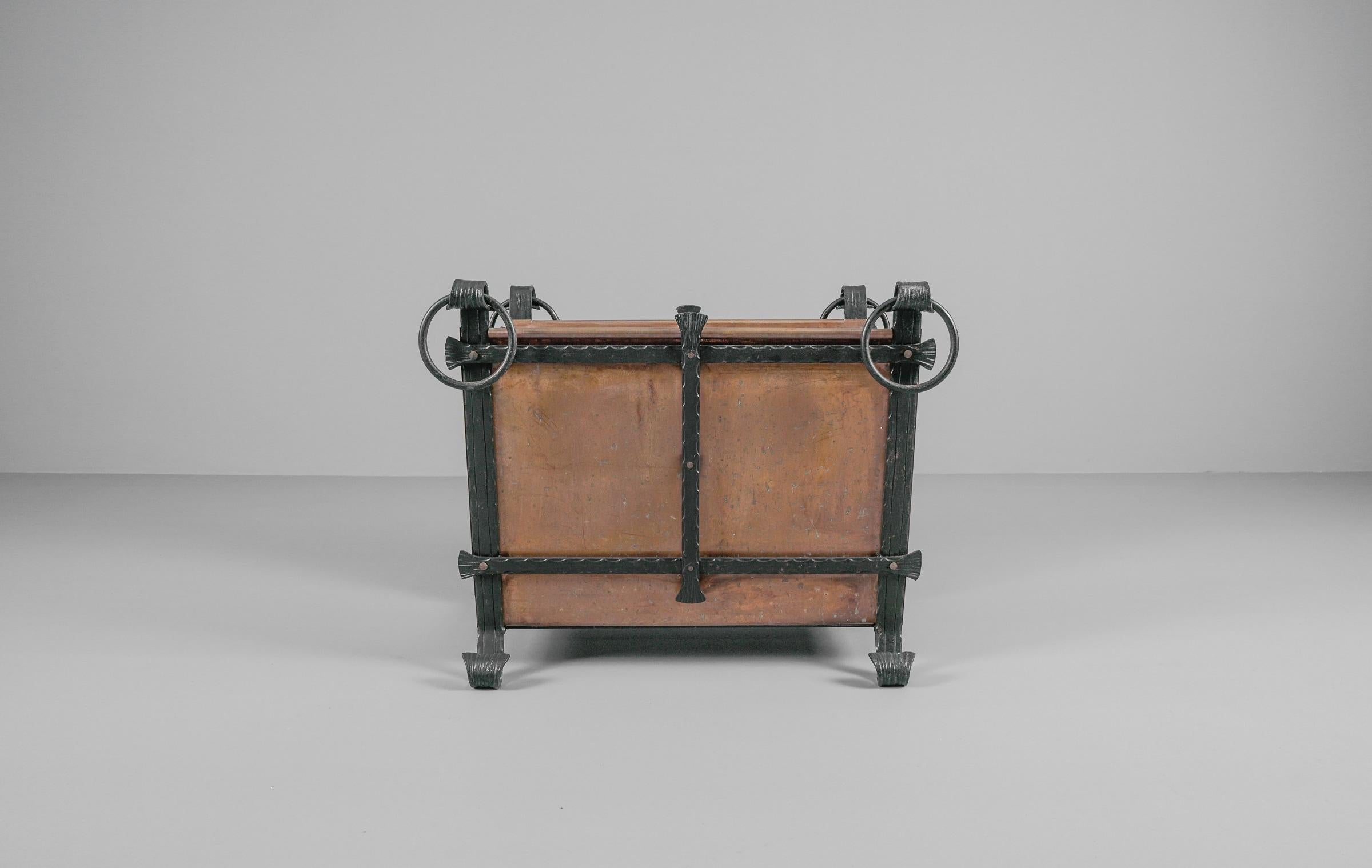 Unique Handmade Wrought Iron and Copper Firewood Holder, 1970s, Italy 2