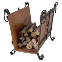 Unique Handmade Wrought Iron and Copper Firewood Holder, 1970s, Italy