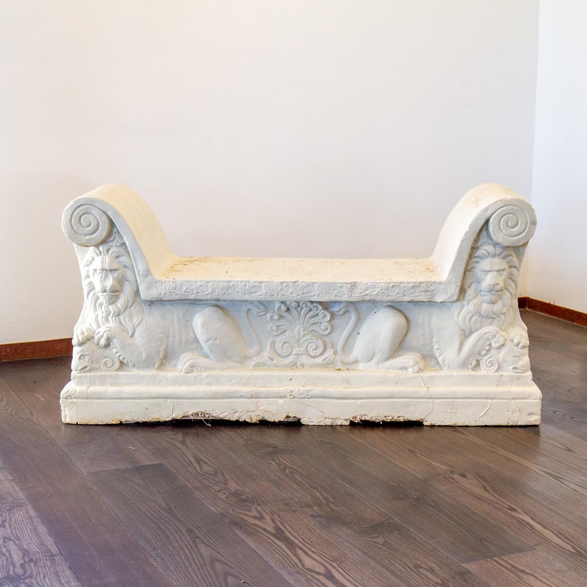 Unique Hard Plaster Maquette of an 18th Century Italian Marble Bench 1