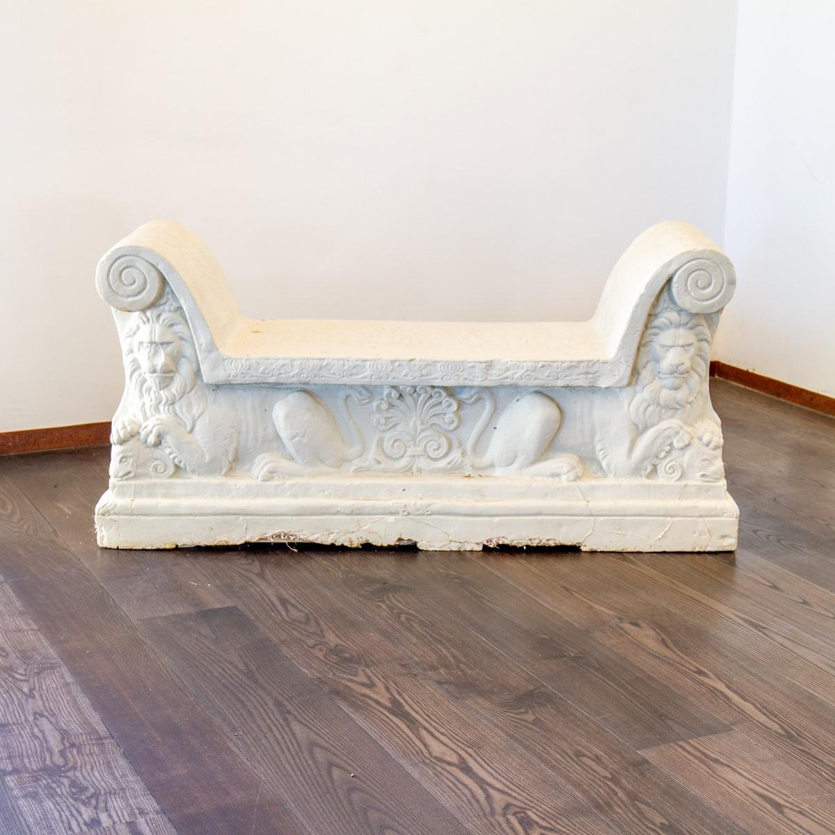 Unique Hard Plaster Maquette of an 18th Century Italian Marble Bench 2