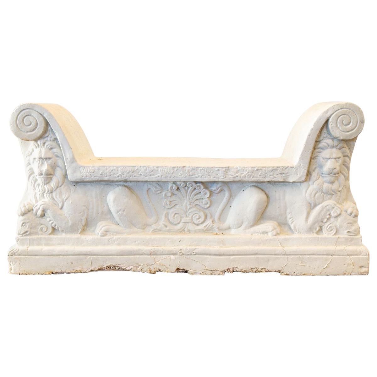 Unique Hard Plaster Maquette of an 18th Century Italian Marble Bench