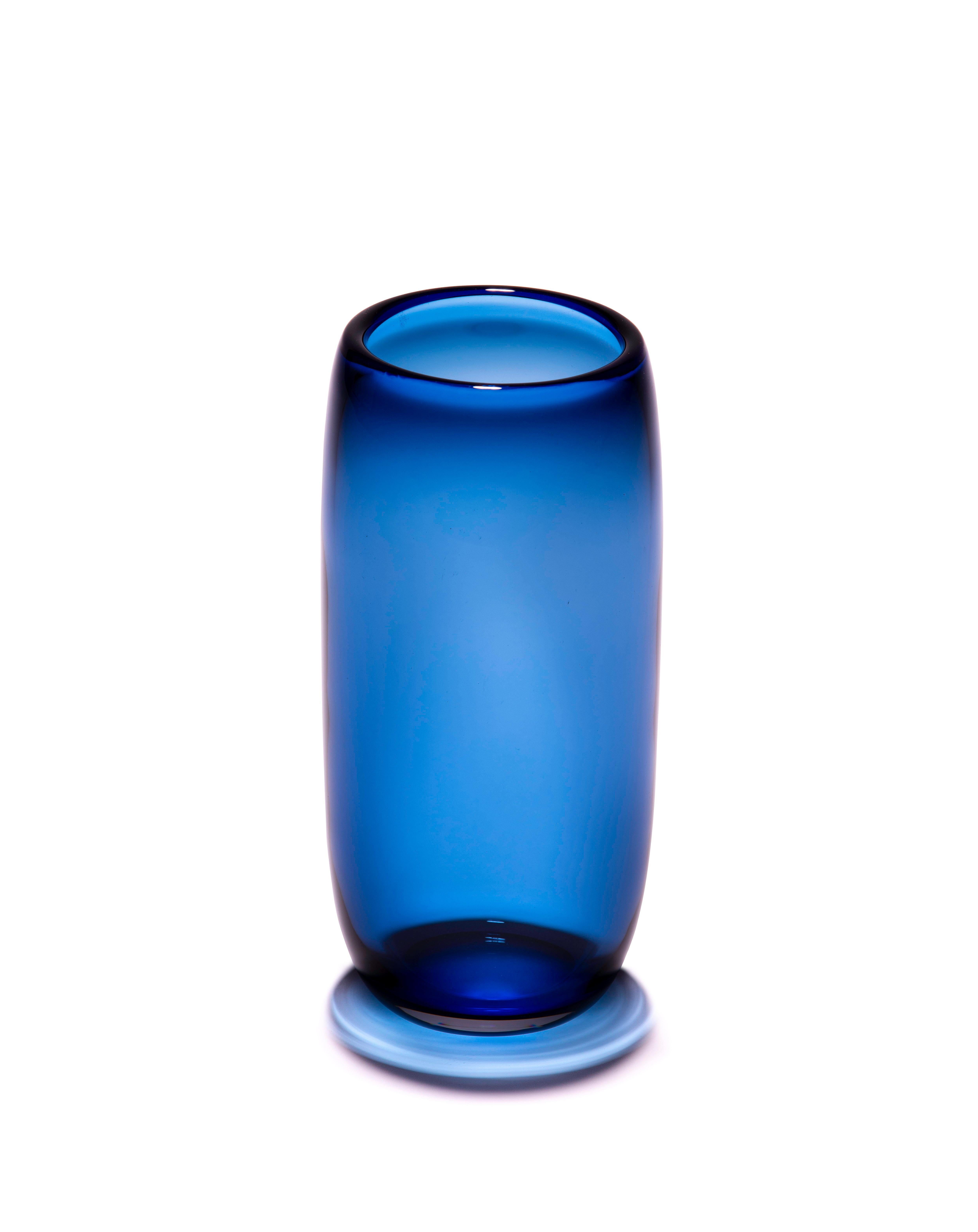 Unique Harvest Graal Blue and Black Glass Vase by Tiina Sarapu 6