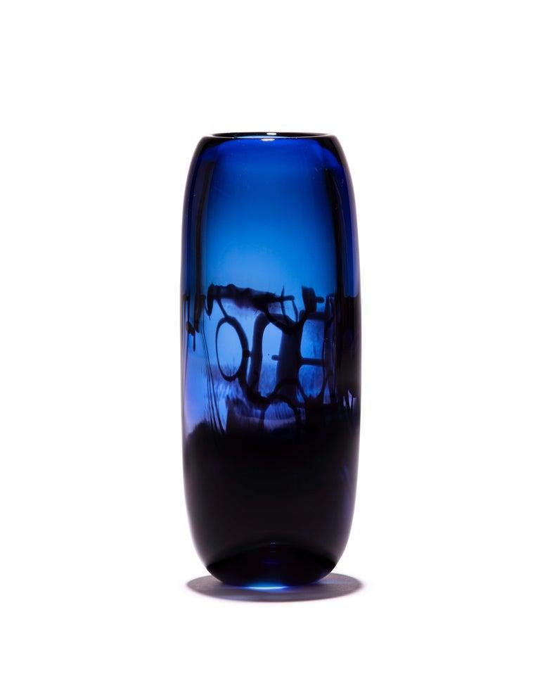 Estonian Unique Harvest Graal Blue Glass Vase by Tiina Sarapu