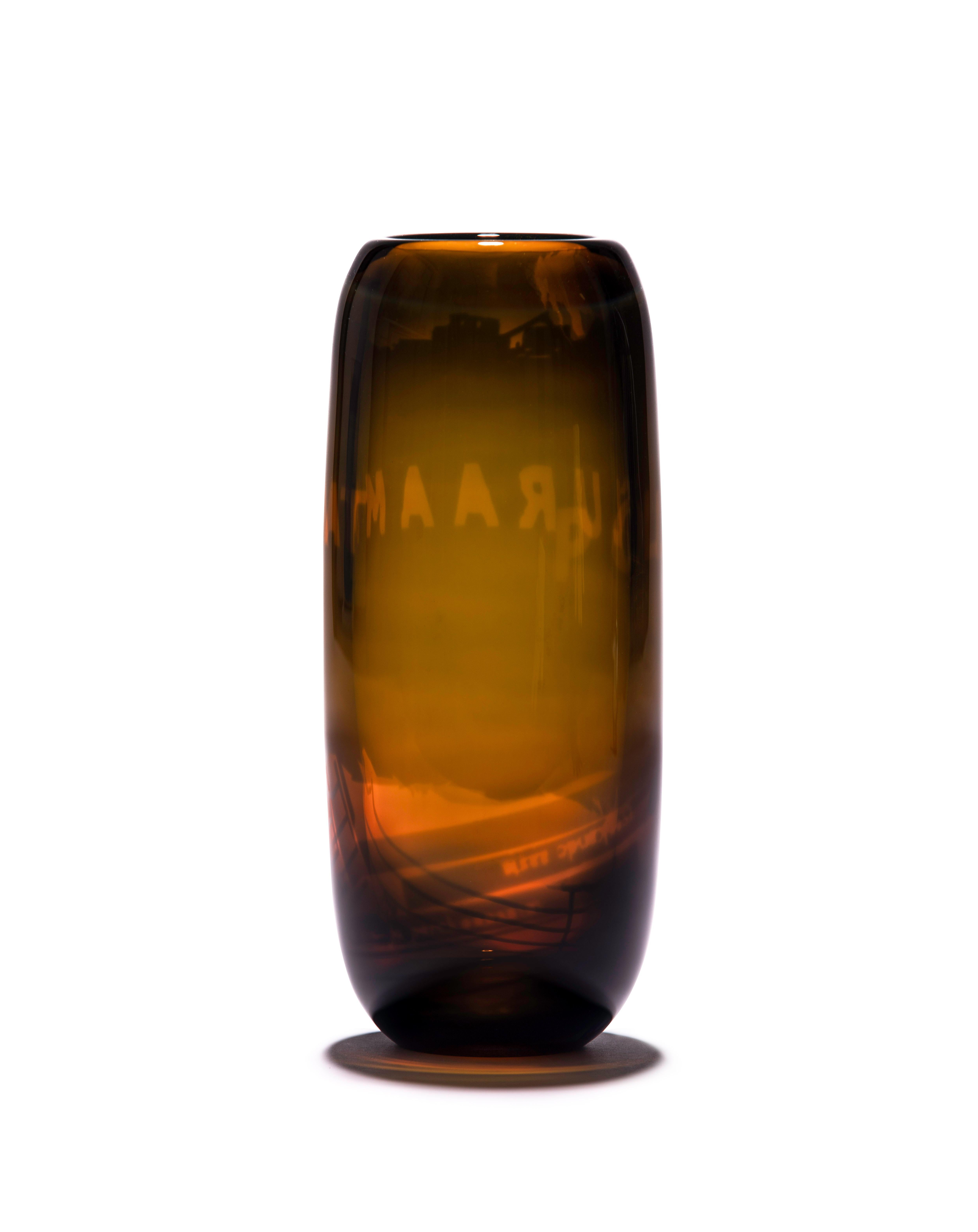 Modern Unique Harvest Graal Brown Glass Vase by Tiina Sarapu