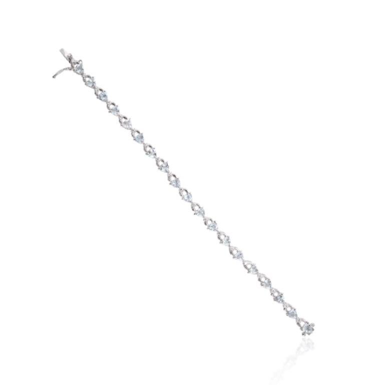 Unique Heart Cut Aquamarine Bracelet in 925 Sterling Silver Jewelry for Mom Gift For Sale 1