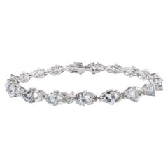Unique Heart Cut Aquamarine Bracelet in 925 Sterling Silver Jewelry for Mom Gift