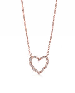 Unique Heart Shaped Pendant 925 Sterling Silver Natural Pave Diamond Necklace.