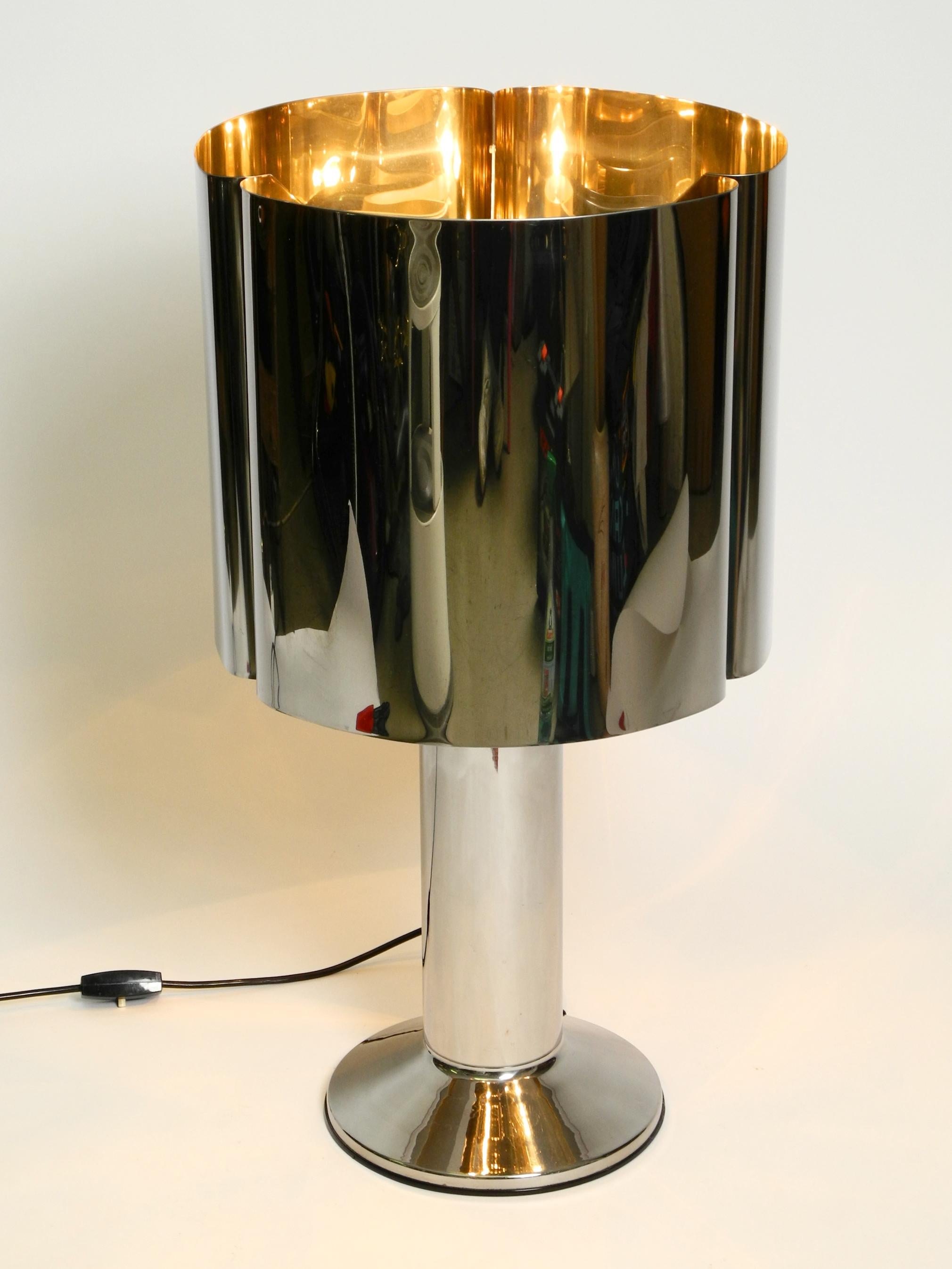 Space Age Unique Heavy, Huge XXL 1970s Metal Chrome Table Lamp with Metal Shade For Sale