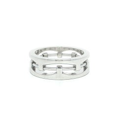 Unique Heavy Men's 18k White Gold Open Work 7.6mm Wide Band Ring