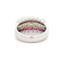 Unique Heavy Platinum 2.34ctw Baguette Ruby & Yellow Diamond Wide Band Ring