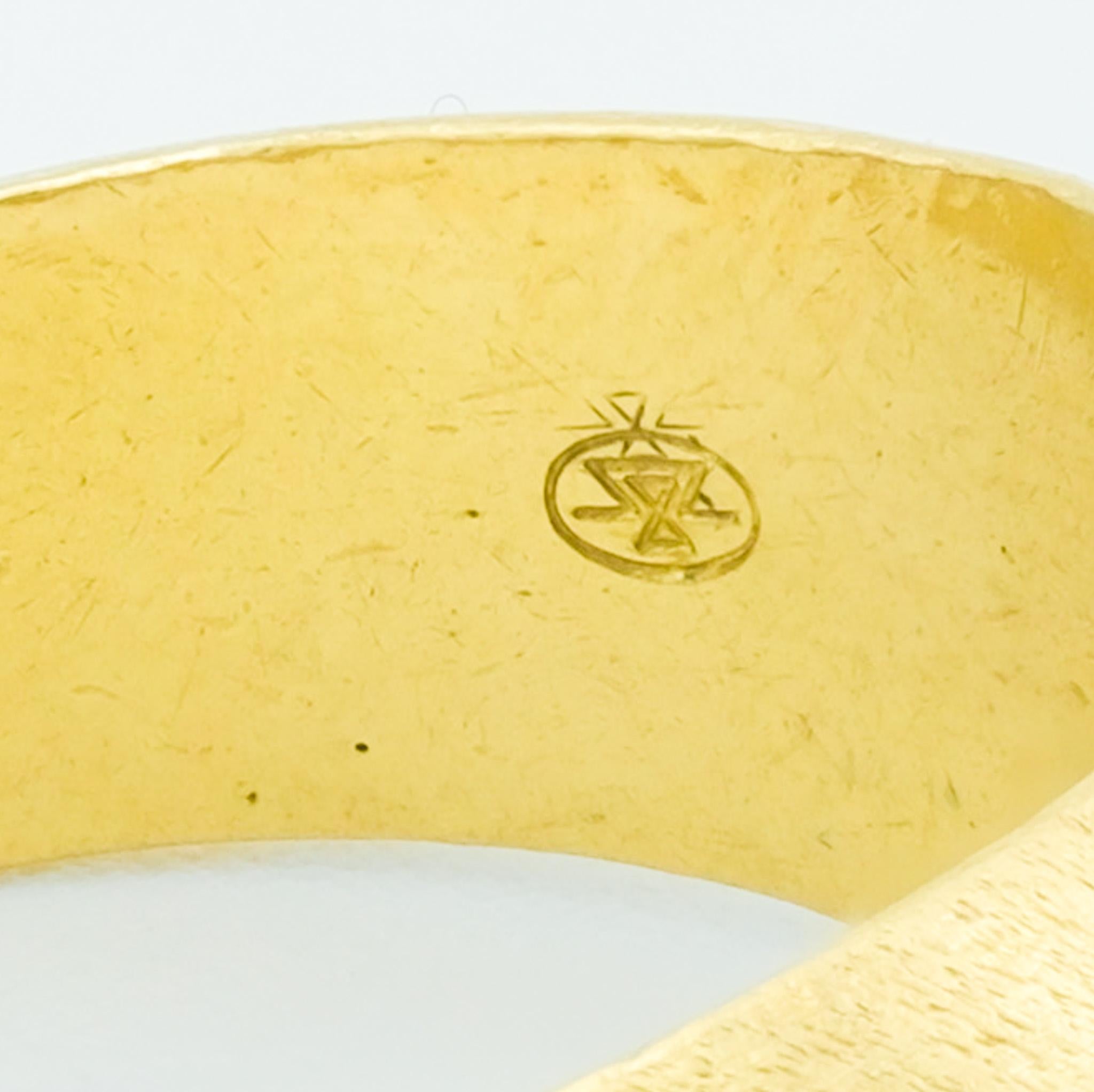 Men's 18 Karat Yellow Gold Heavy Signet Ring w Eagle Crest Sword & Greek Letters 3