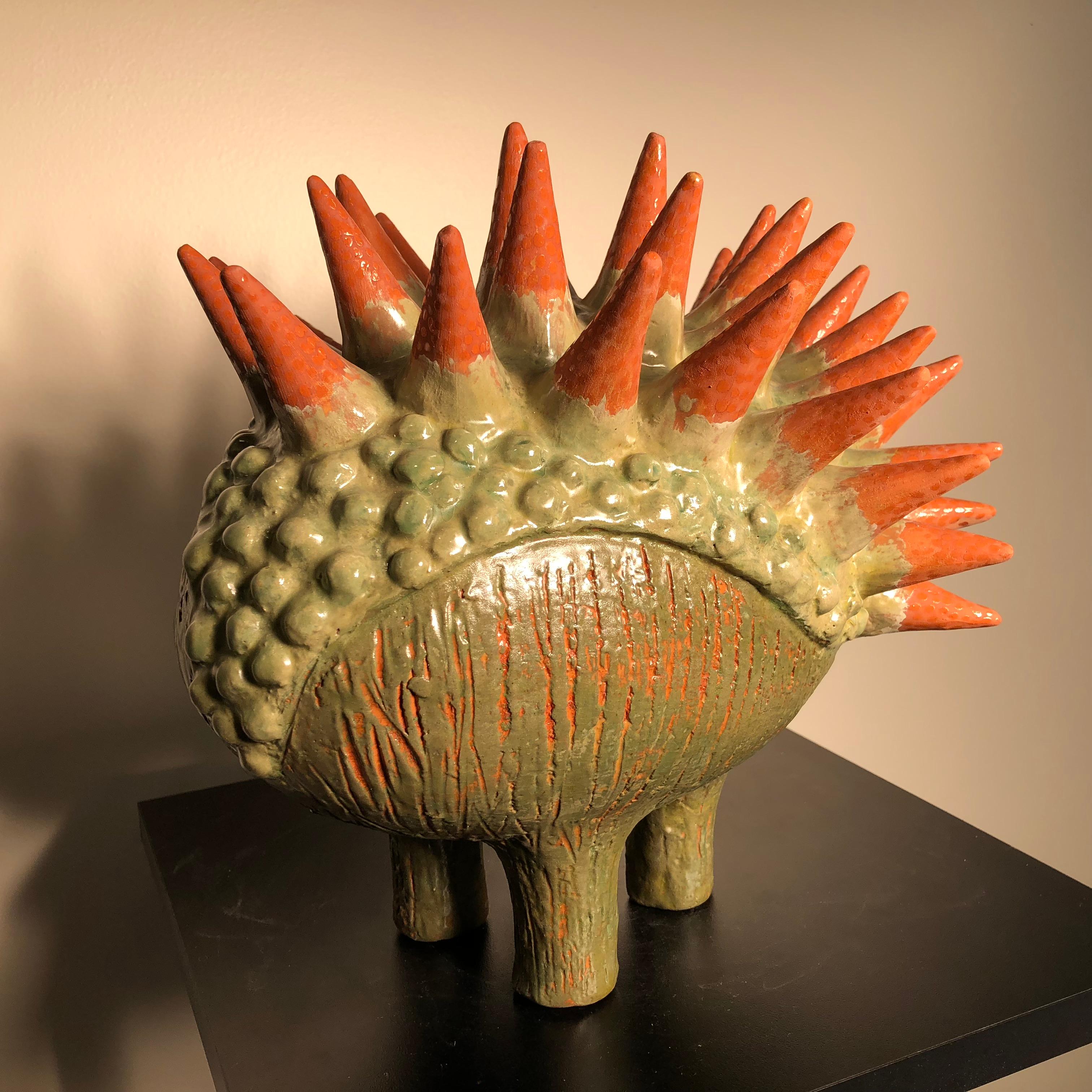 Ceramic Unique Hedgehog Sculpture Few of a Kind Masterpiece Artisan Eva Fritz-Lindner