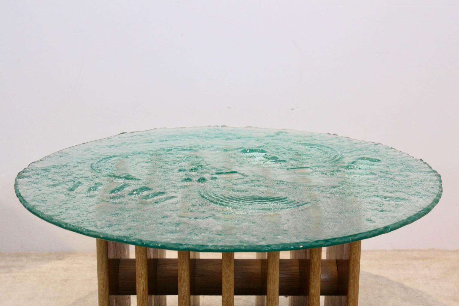 Unique Heinz Lilienthal Sculptural Glass Top Coffee Table For Sale 3