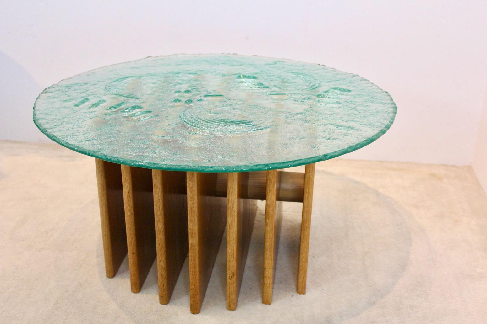 Brutalist Unique Heinz Lilienthal Sculptural Glass Top Coffee Table For Sale