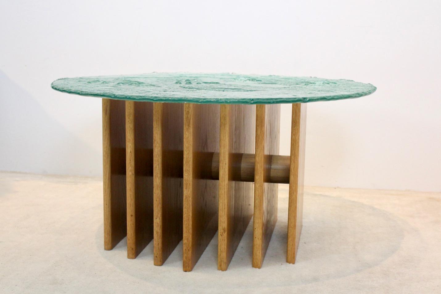 Table basse unique Heinz Lilienthal sculpturale à plateau en verre en vente 2