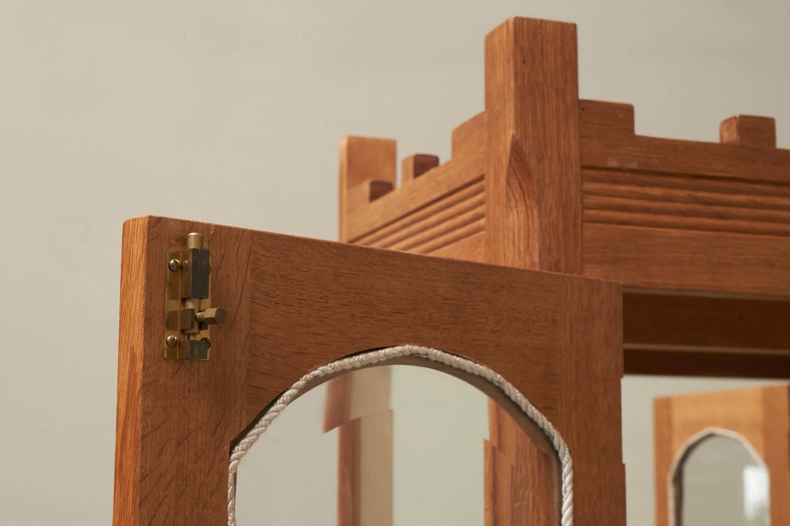 Mid-Century moderno Unique Henning Kjaernulf Style Glazed Display Cabinet in Solid Oak 1970s in vendita