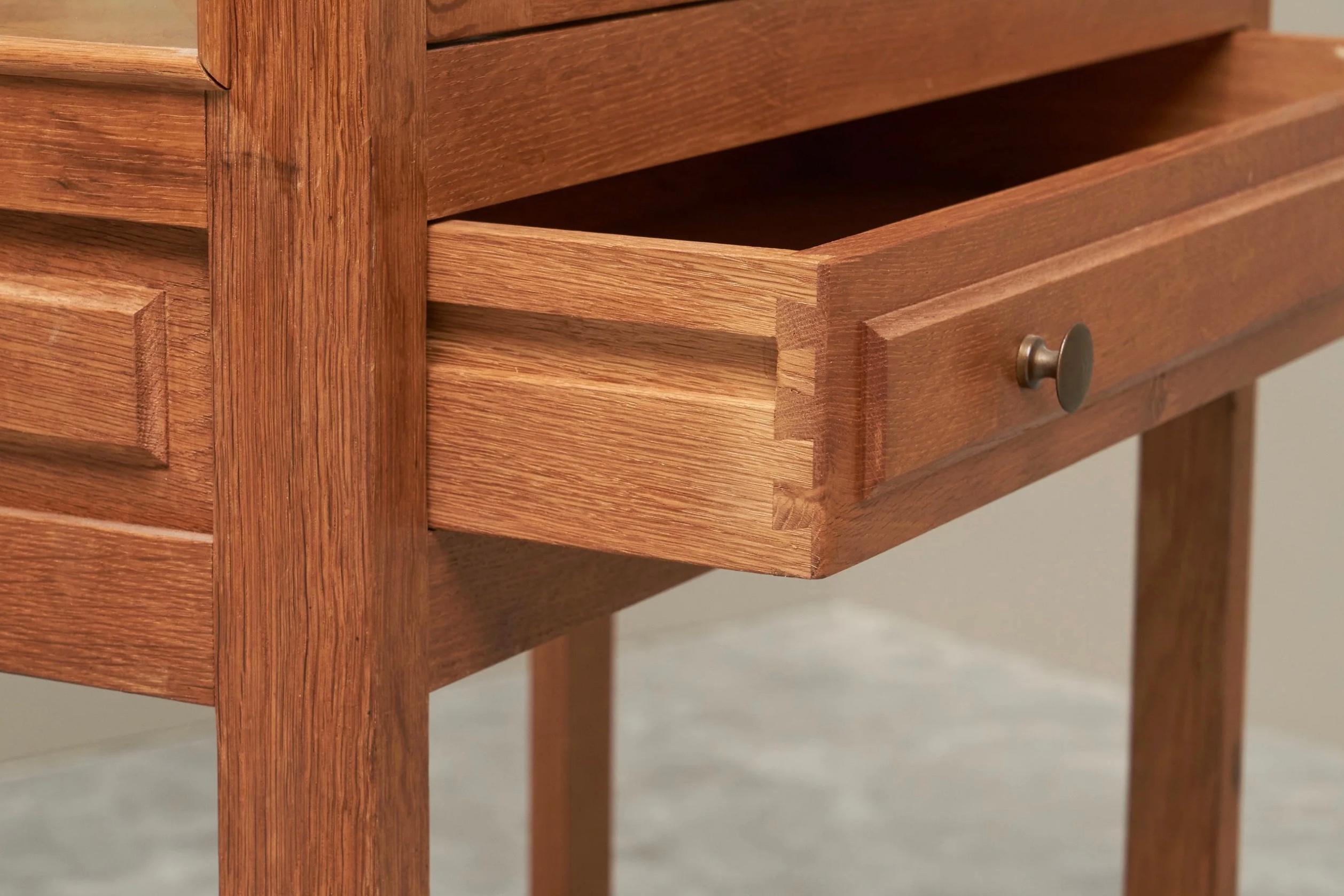 Europeo Unique Henning Kjaernulf Style Glazed Display Cabinet in Solid Oak 1970s in vendita